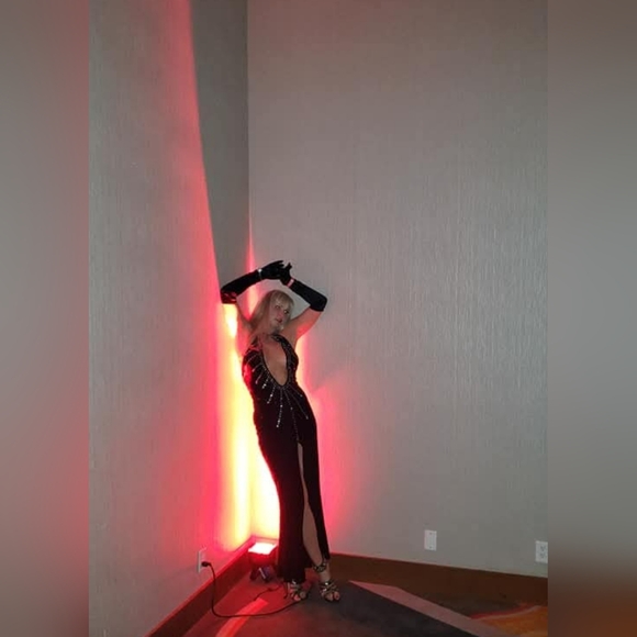 Custom-made Halter Crystal Embellished Bodycon Sexy Cocktail Dress, size M/L - Picture 4 of 12